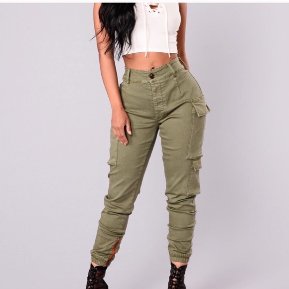 fashion nova olive green jeans